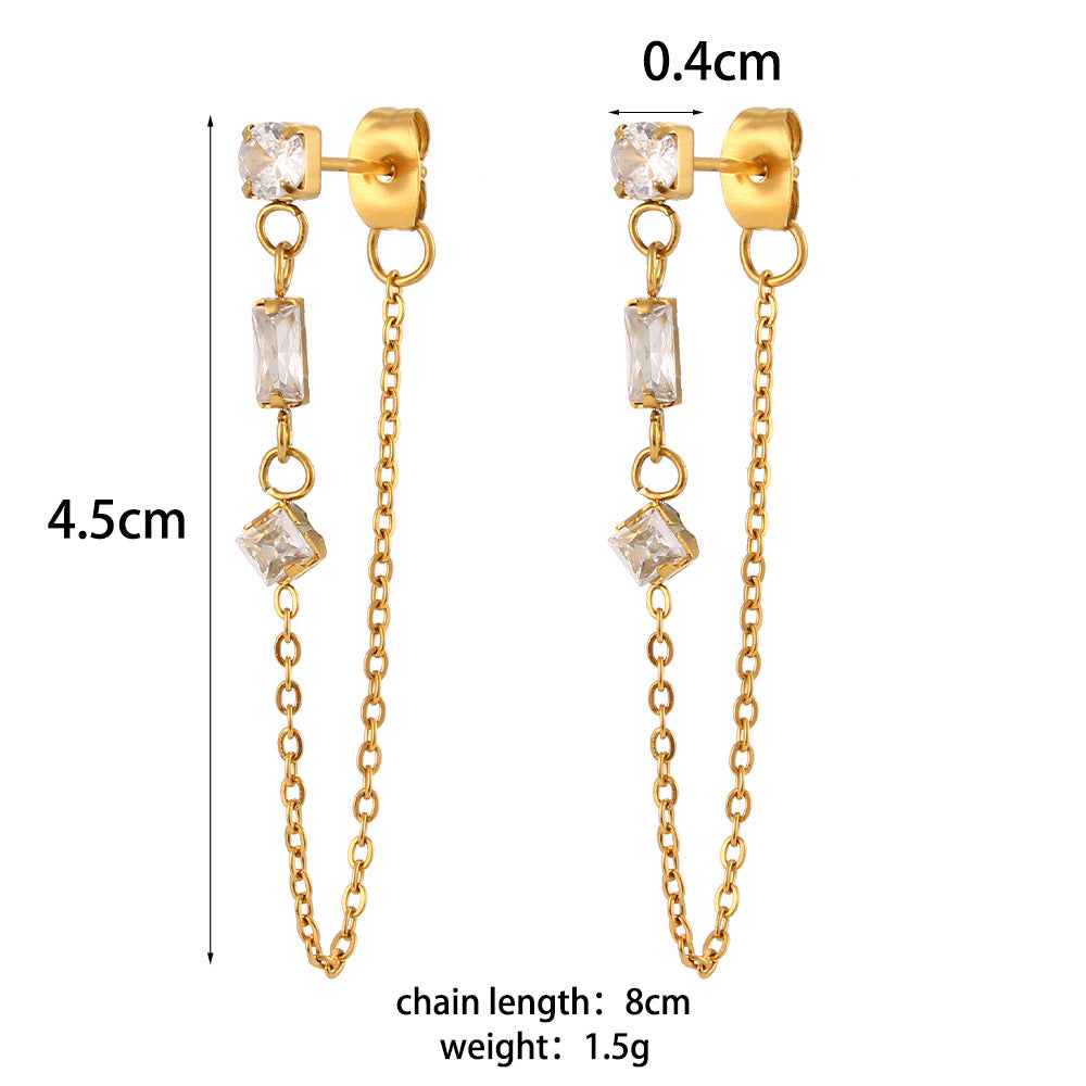 Zirconia chain drop earrings