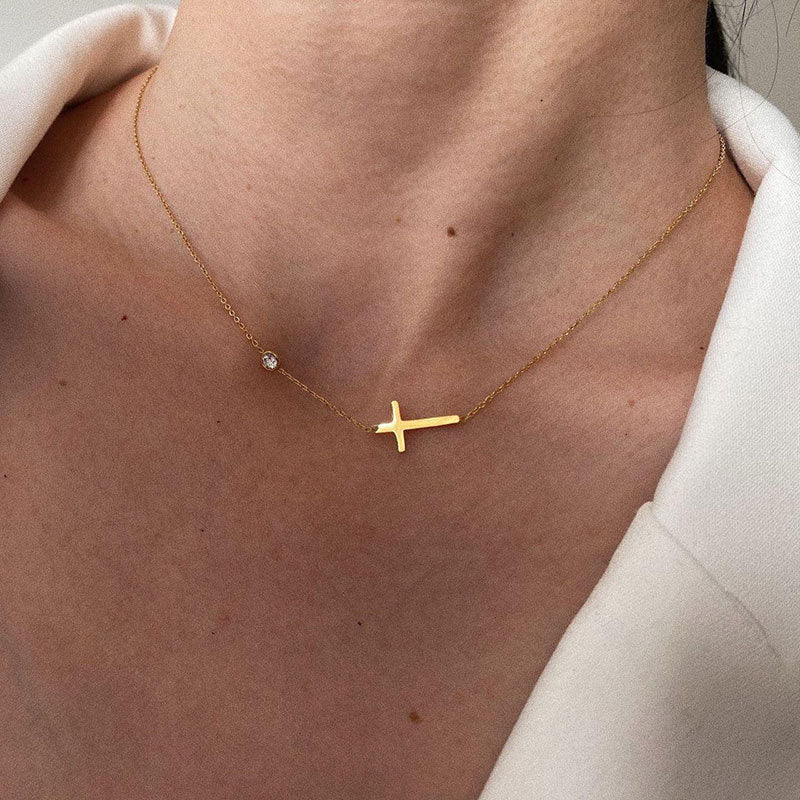 Cross stone necklace