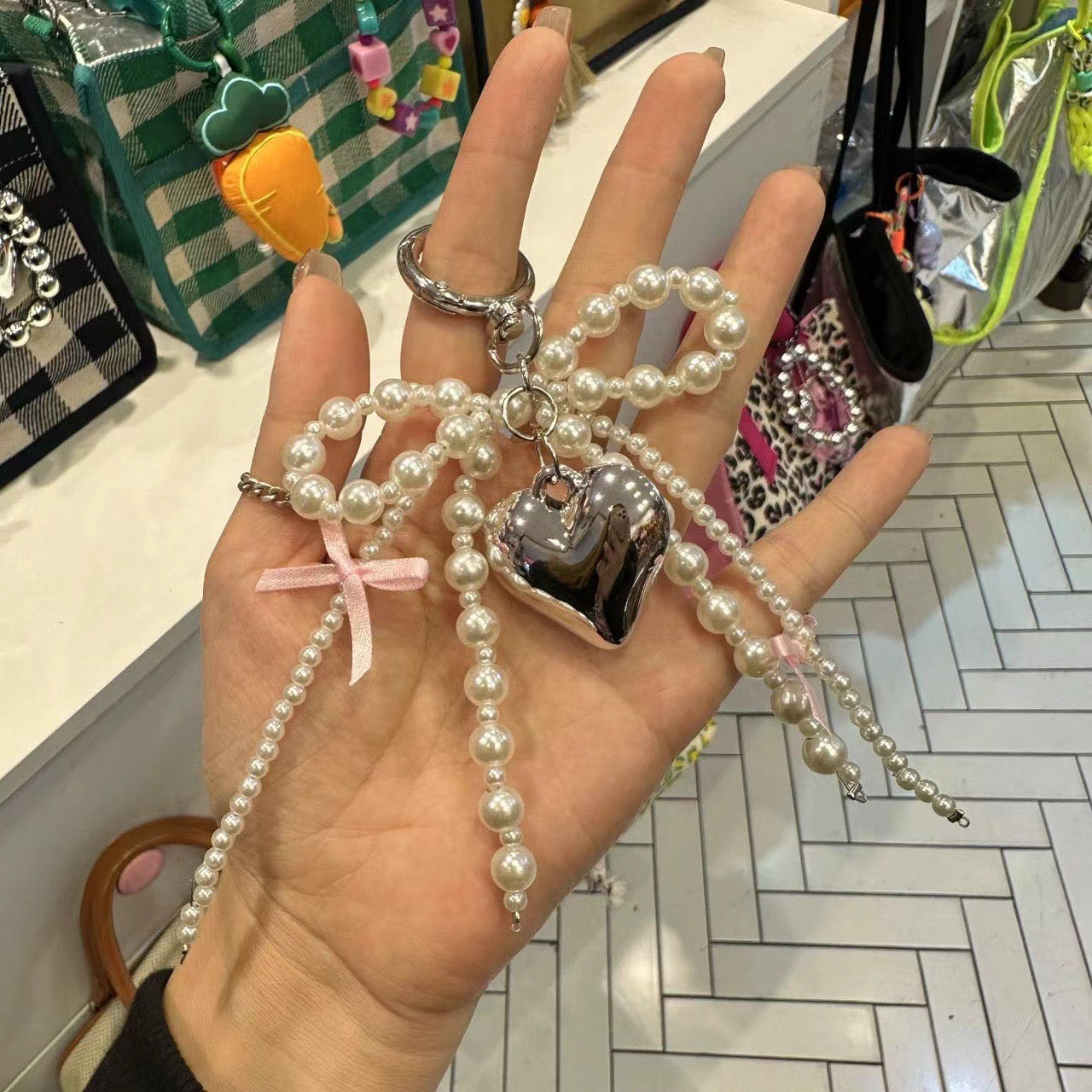 Big heart bag charm
