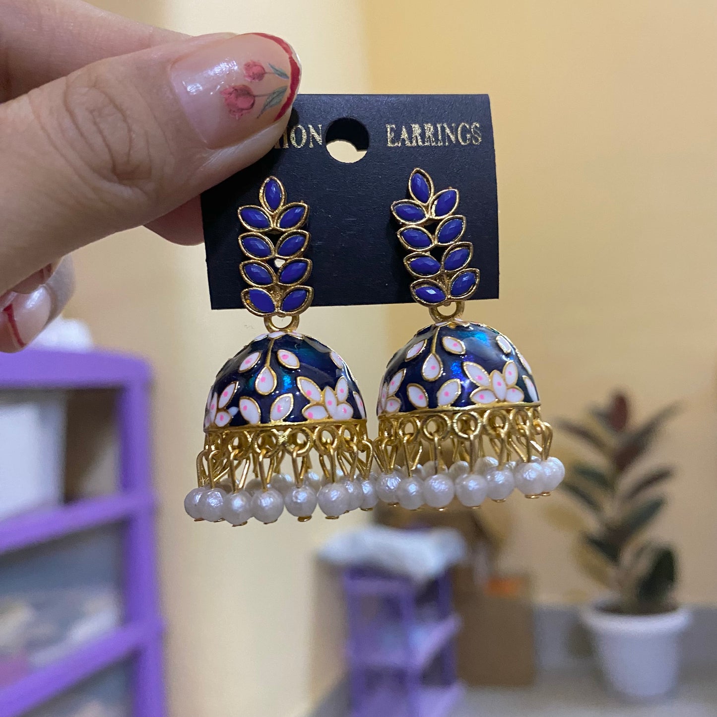 Meenakari jhumkas