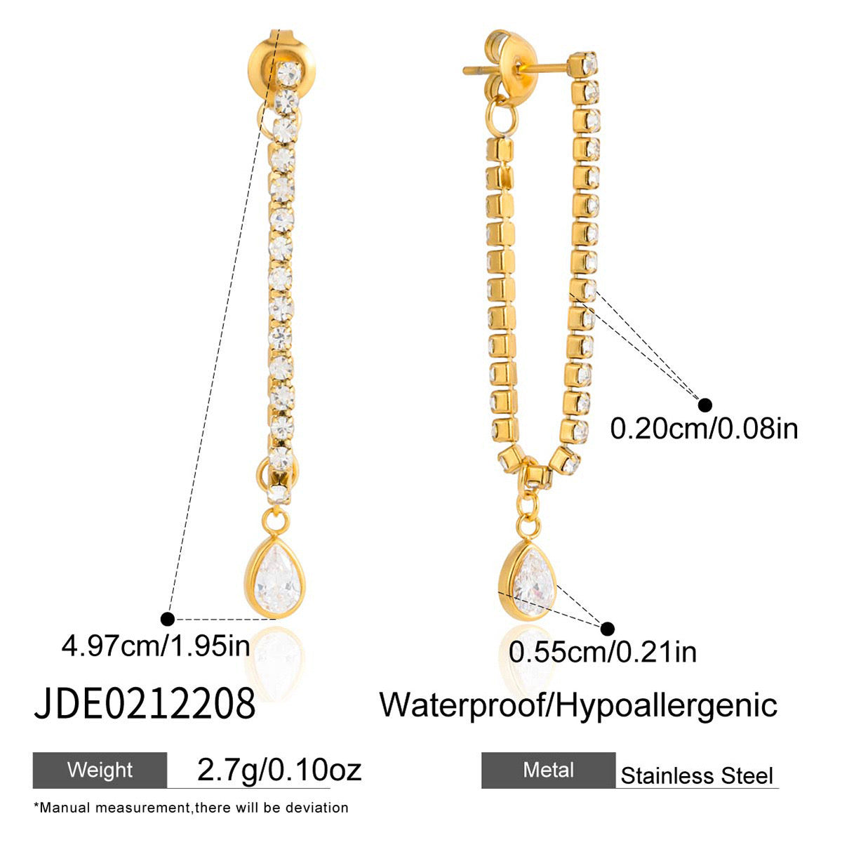 Teardrop tennis earrings