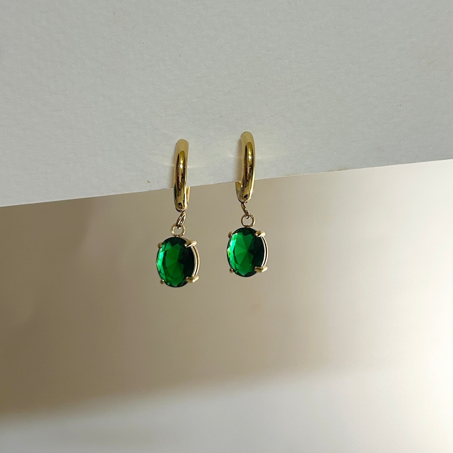 Green drop earrings