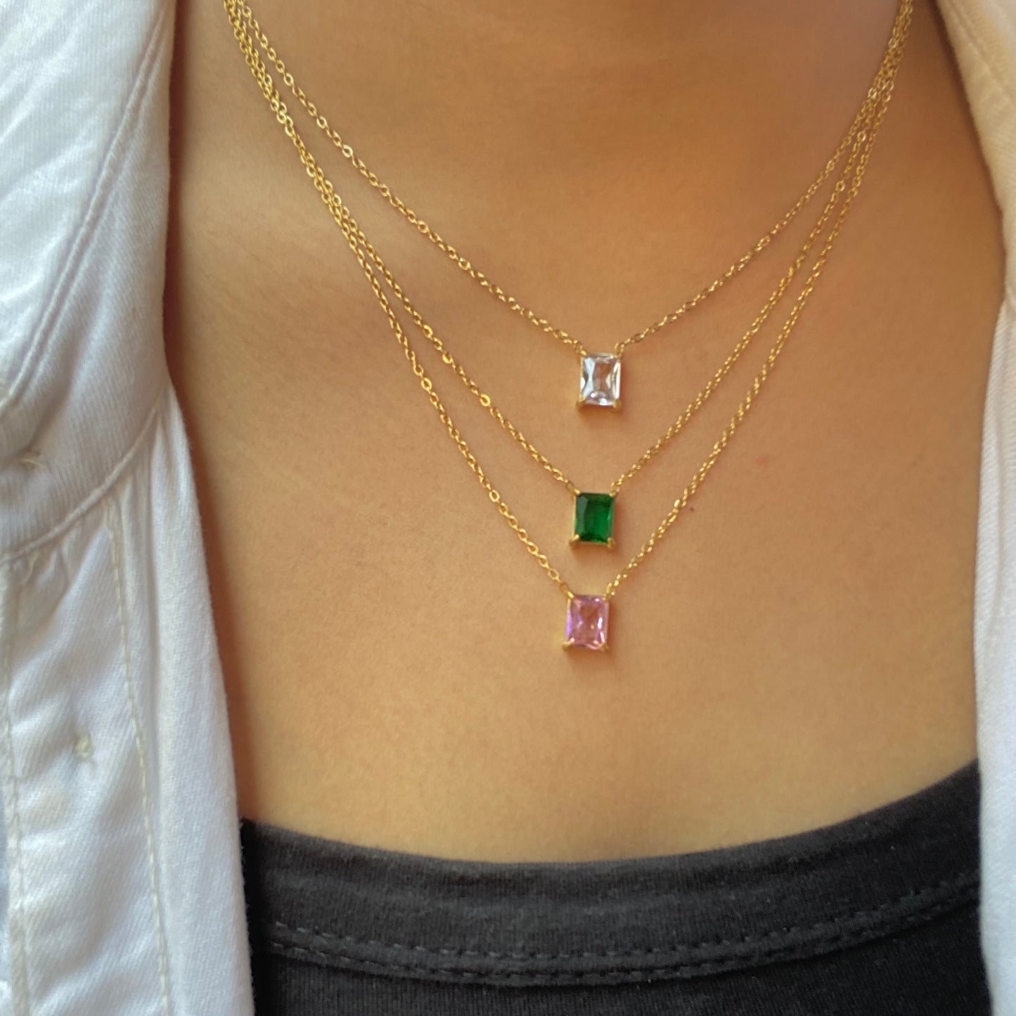Rectangle stone necklace