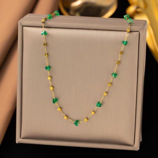 Green bead necklace
