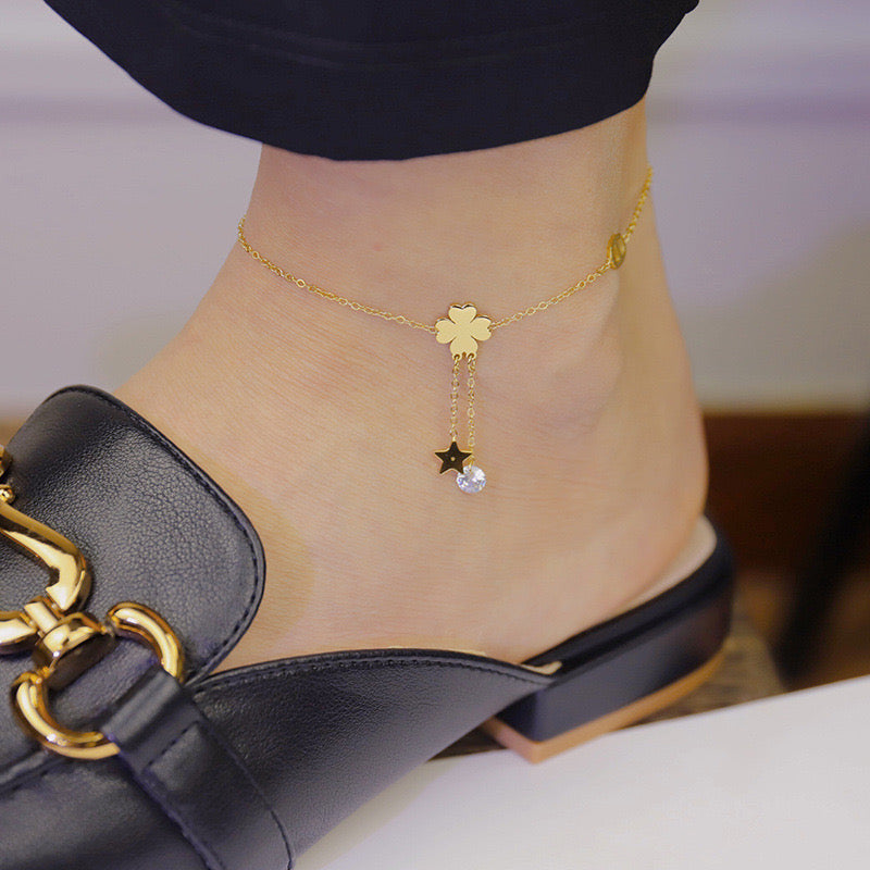 Clover drop anklet (1 piece -for small ankle)