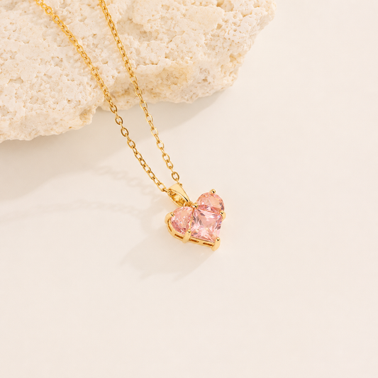 Pink heart necklace
