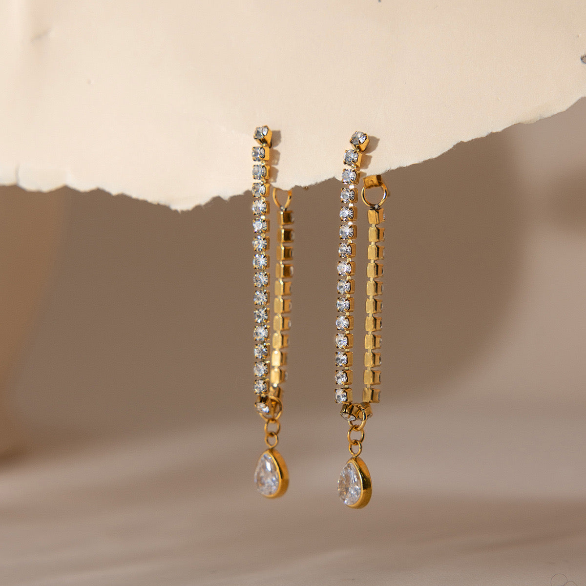 Teardrop tennis earrings