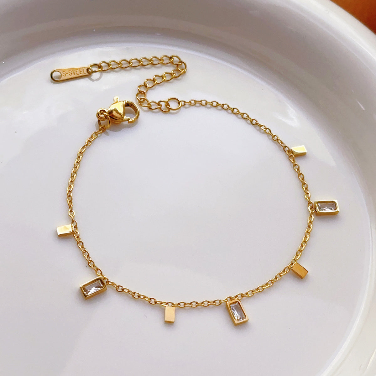 Square charm chain bracelet