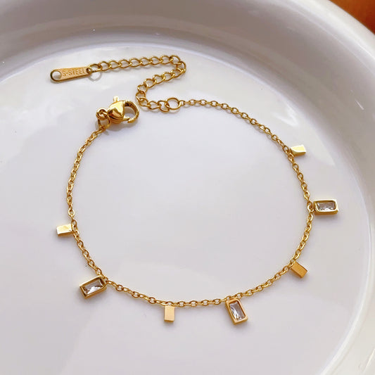 Square charm chain bracelet