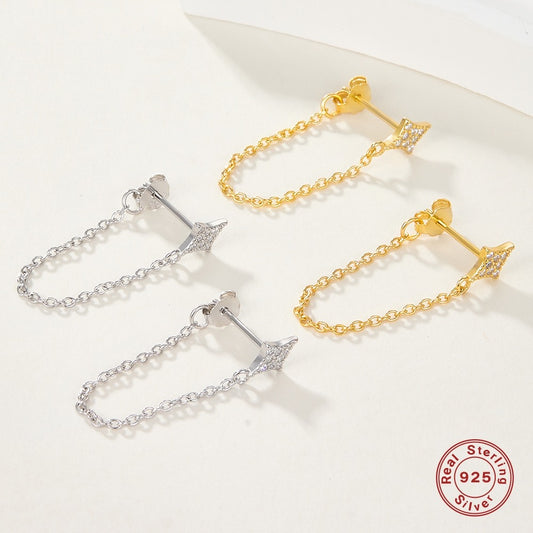 Triangle chain drop earrings