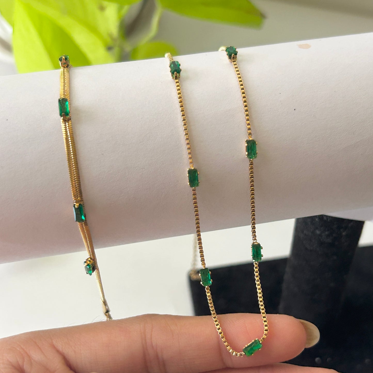 Green stone necklace
