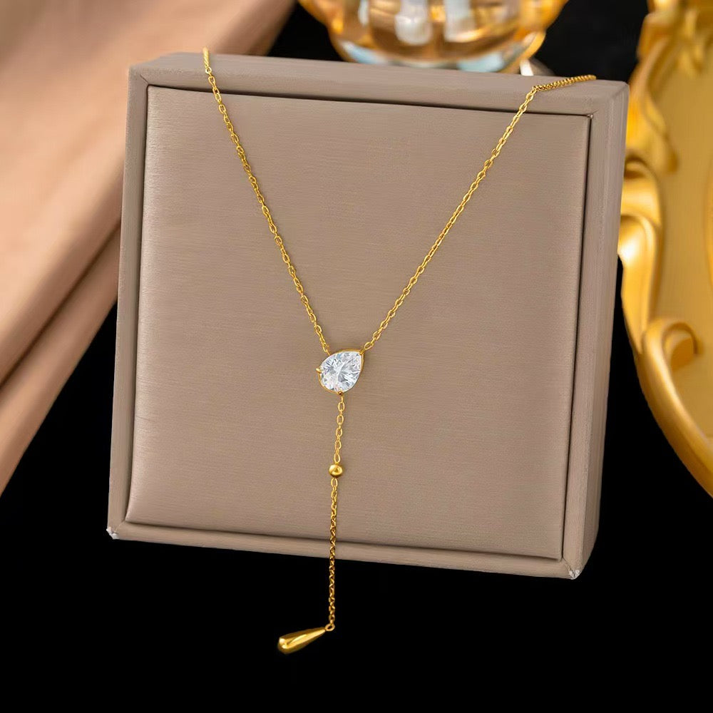 Y droplet necklace