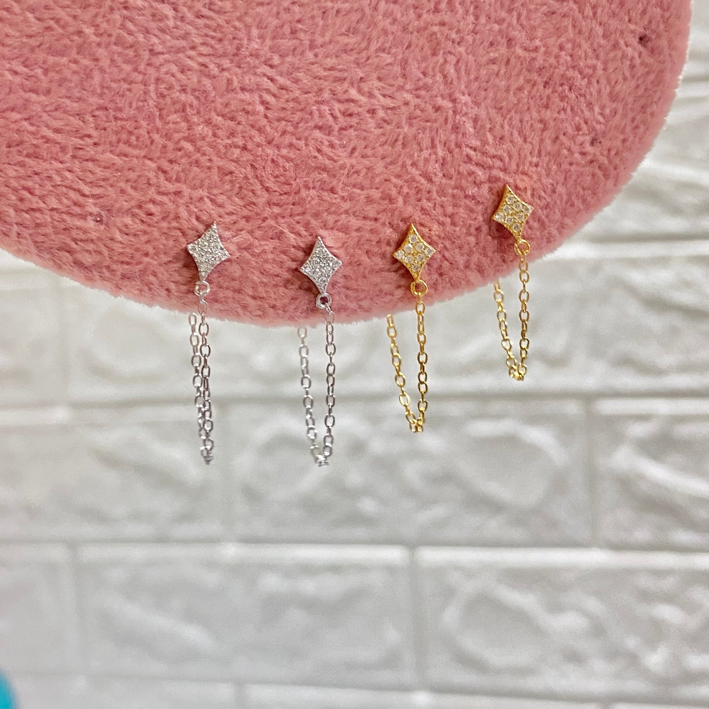 Triangle chain drop earrings