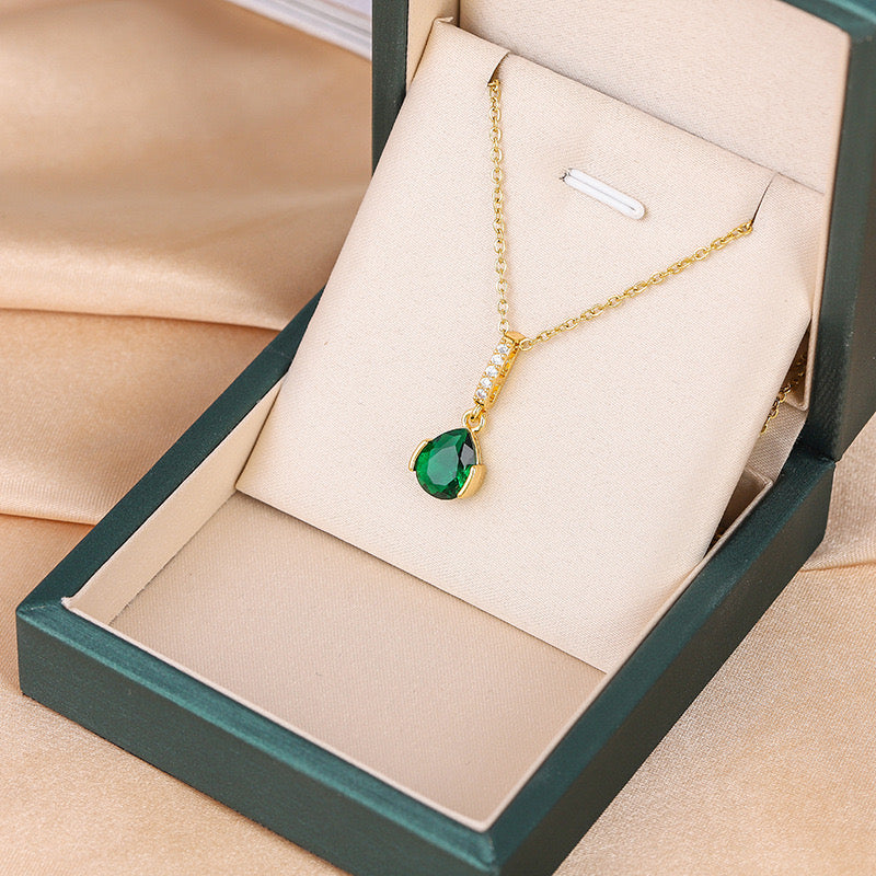 Zirconia colour droplet necklace