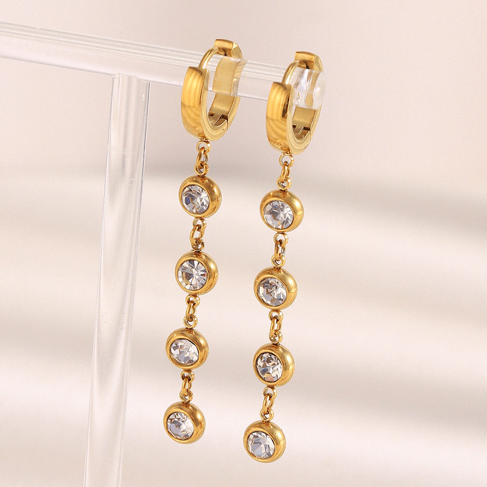 Zircon tassel earrings
