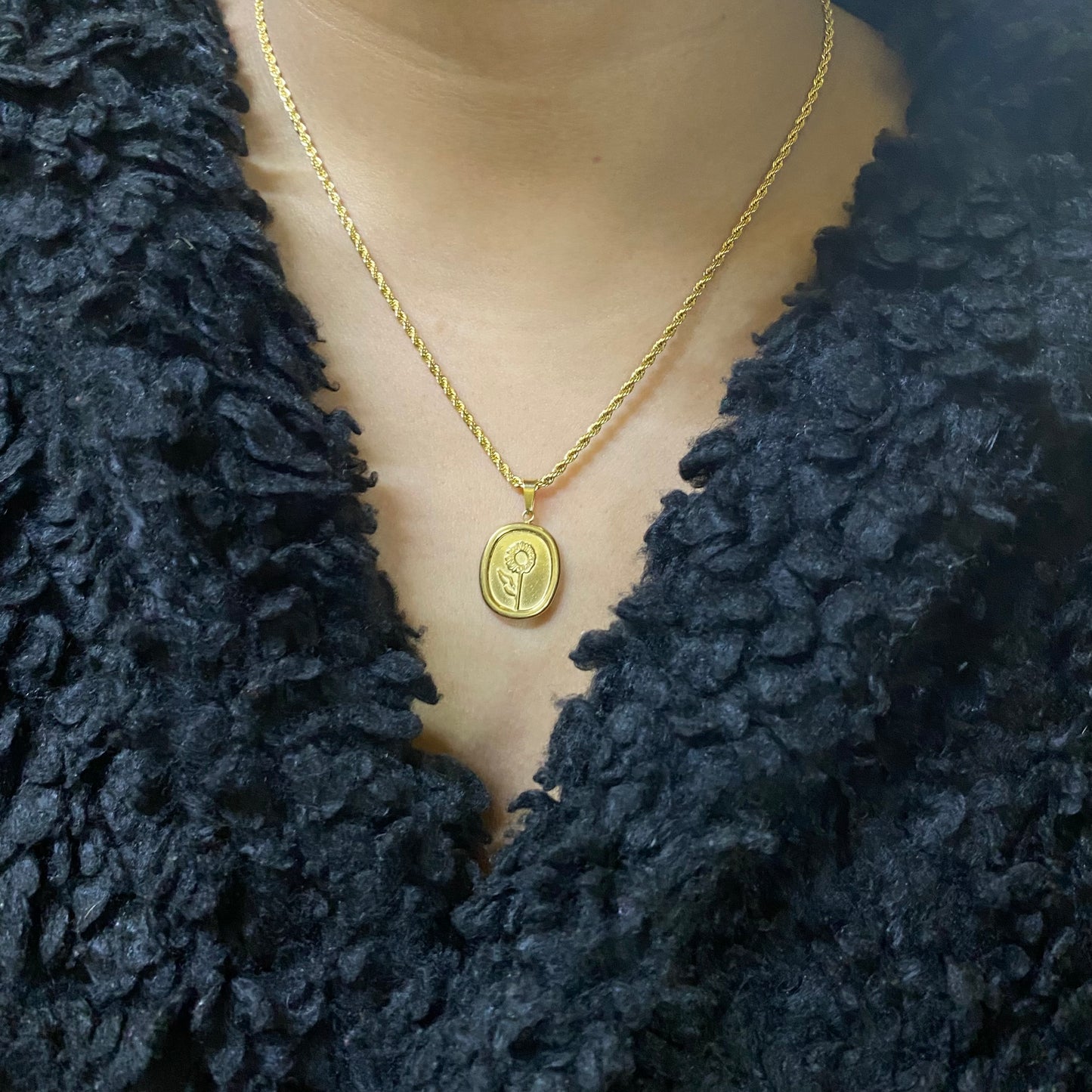 Sunflower necklace-18k