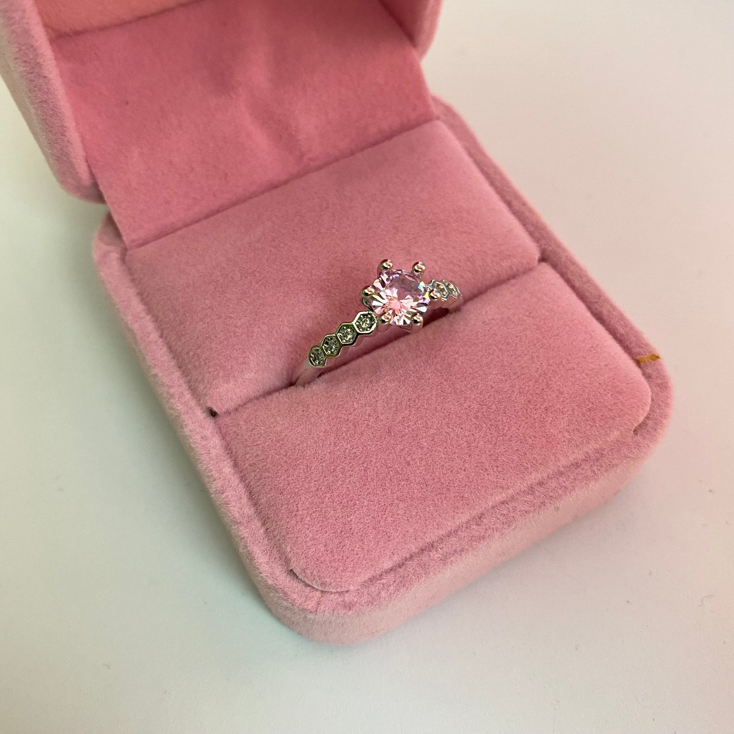 Pink Solitaire Ring