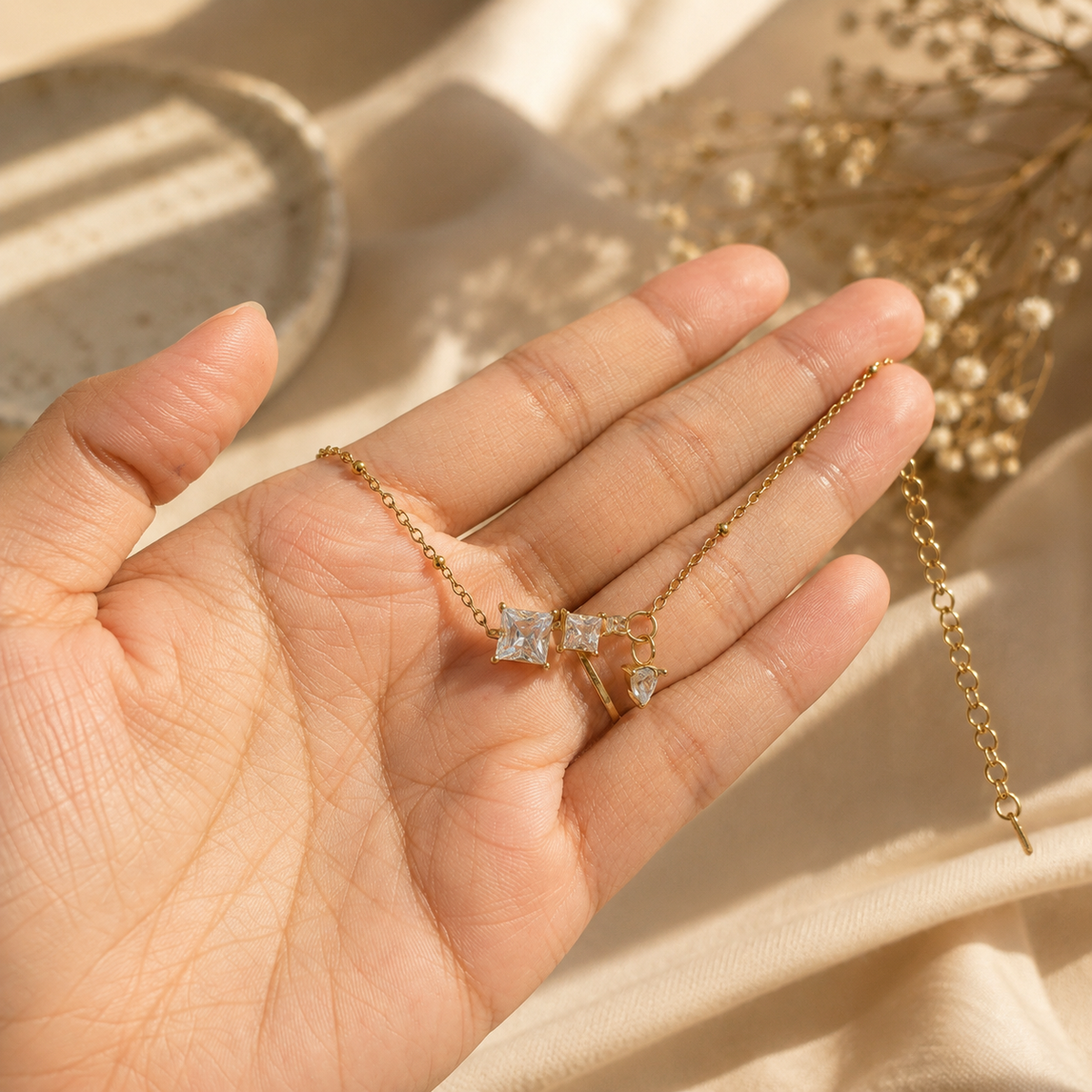Crystal drop anklet