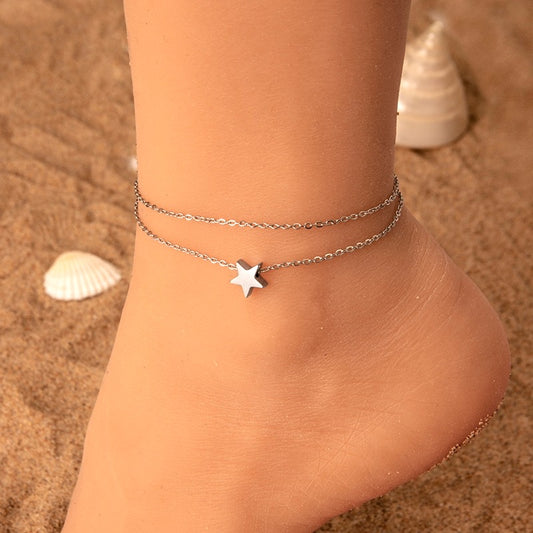 Star silver anklet( 1 piece)