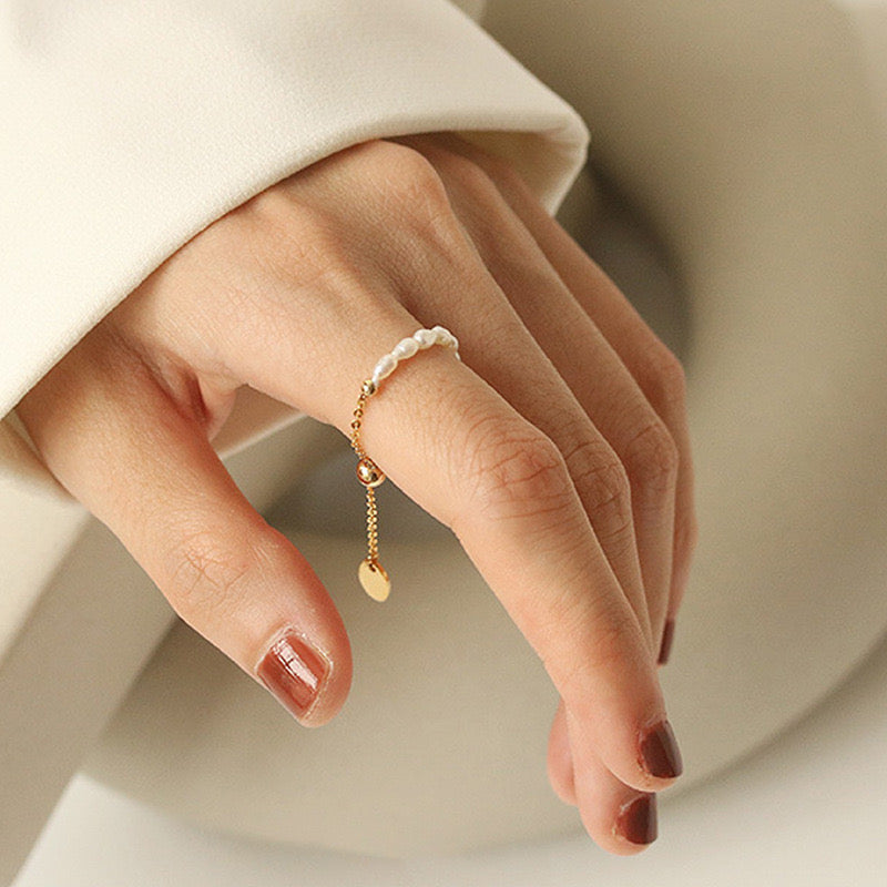 Pearl adjustable ring