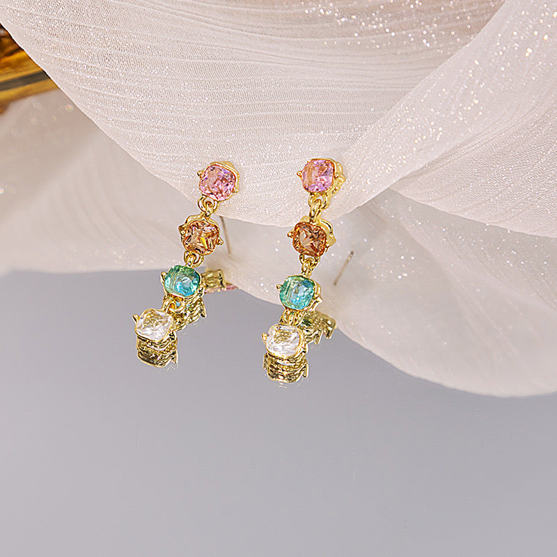 Rhinestone colour drop earrings