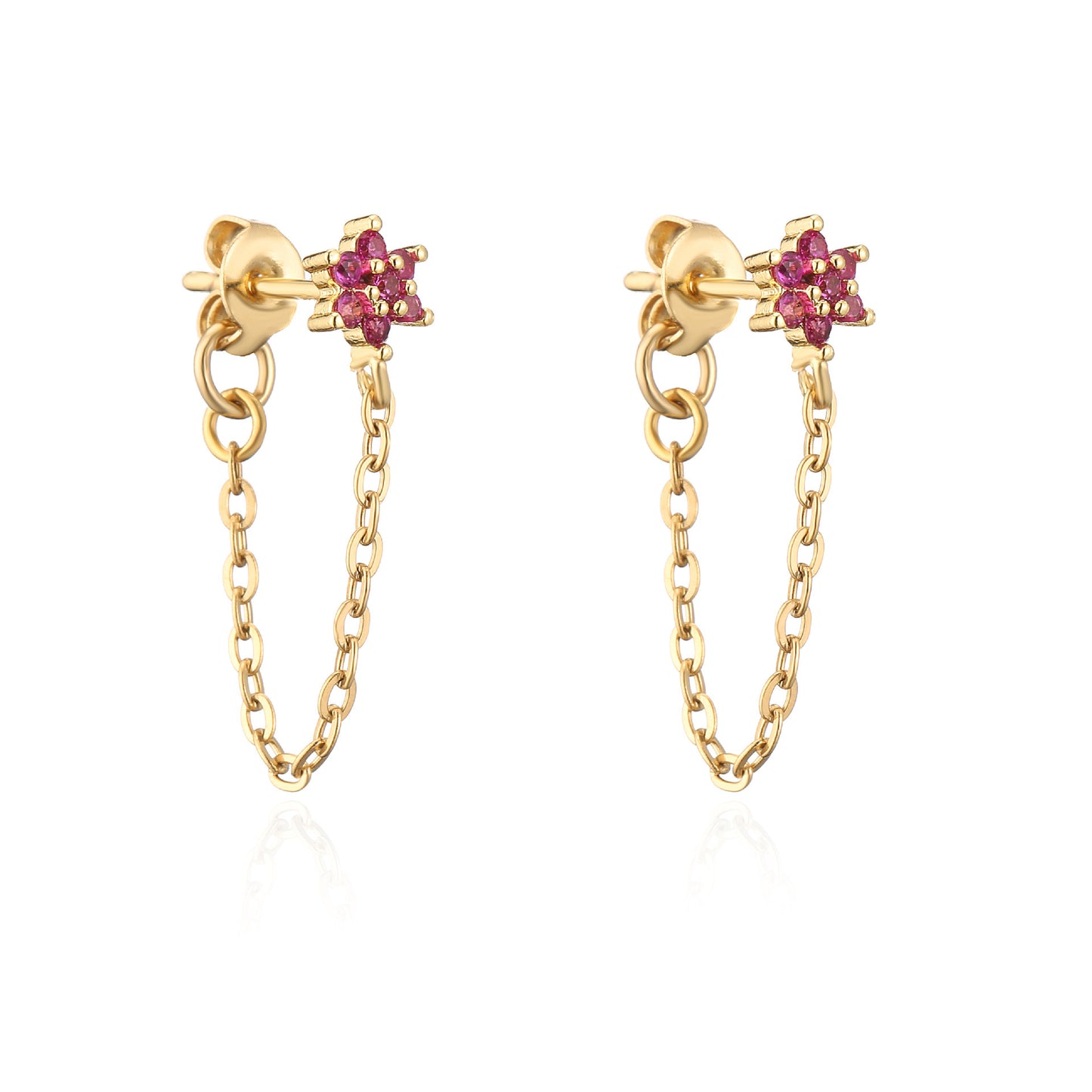 Floral chain studs