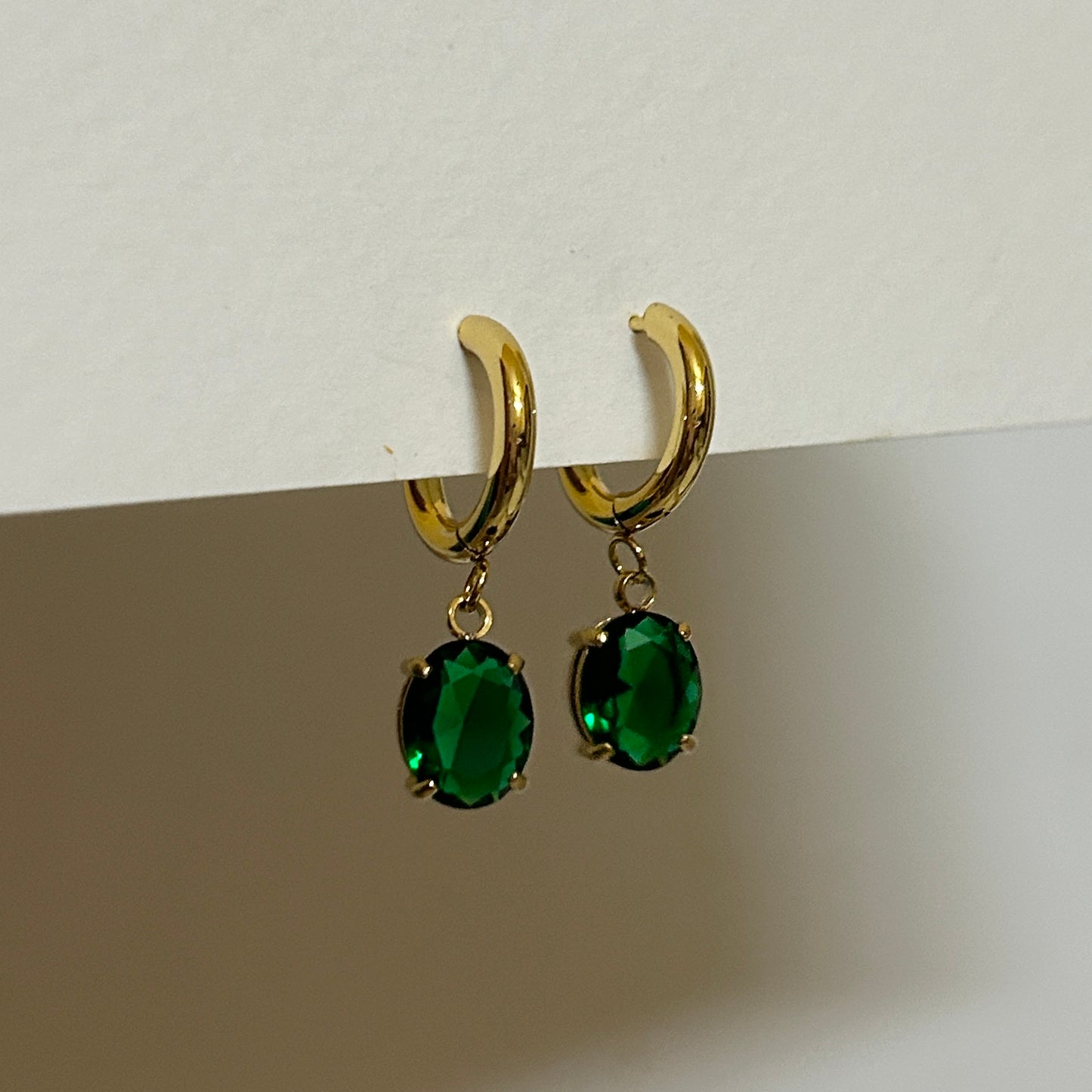 Green drop earrings