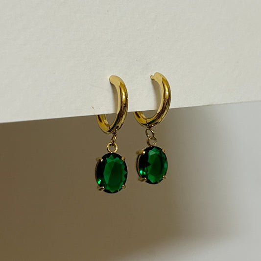 Green drop earrings