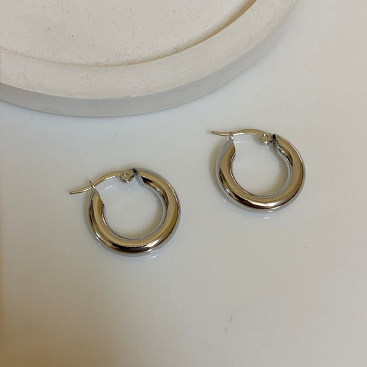 Classic silver hoops