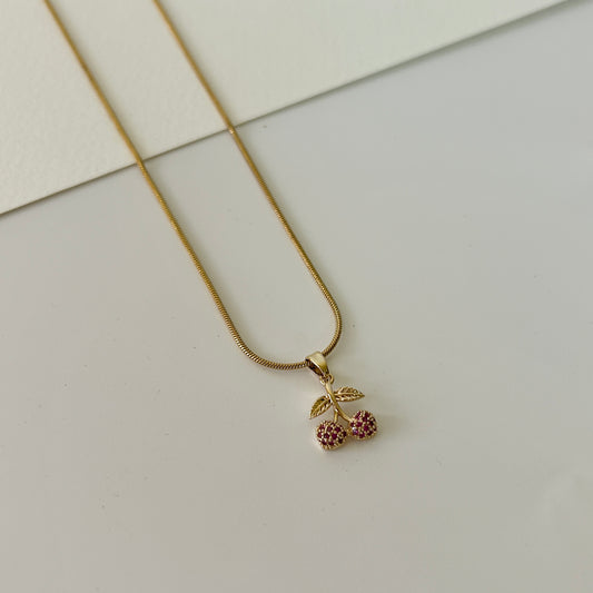 Studded cherry necklace