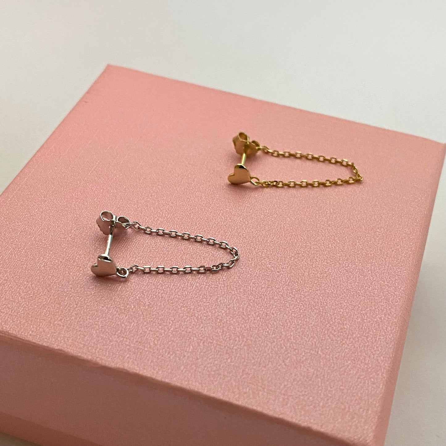 Tiny heart chain drop