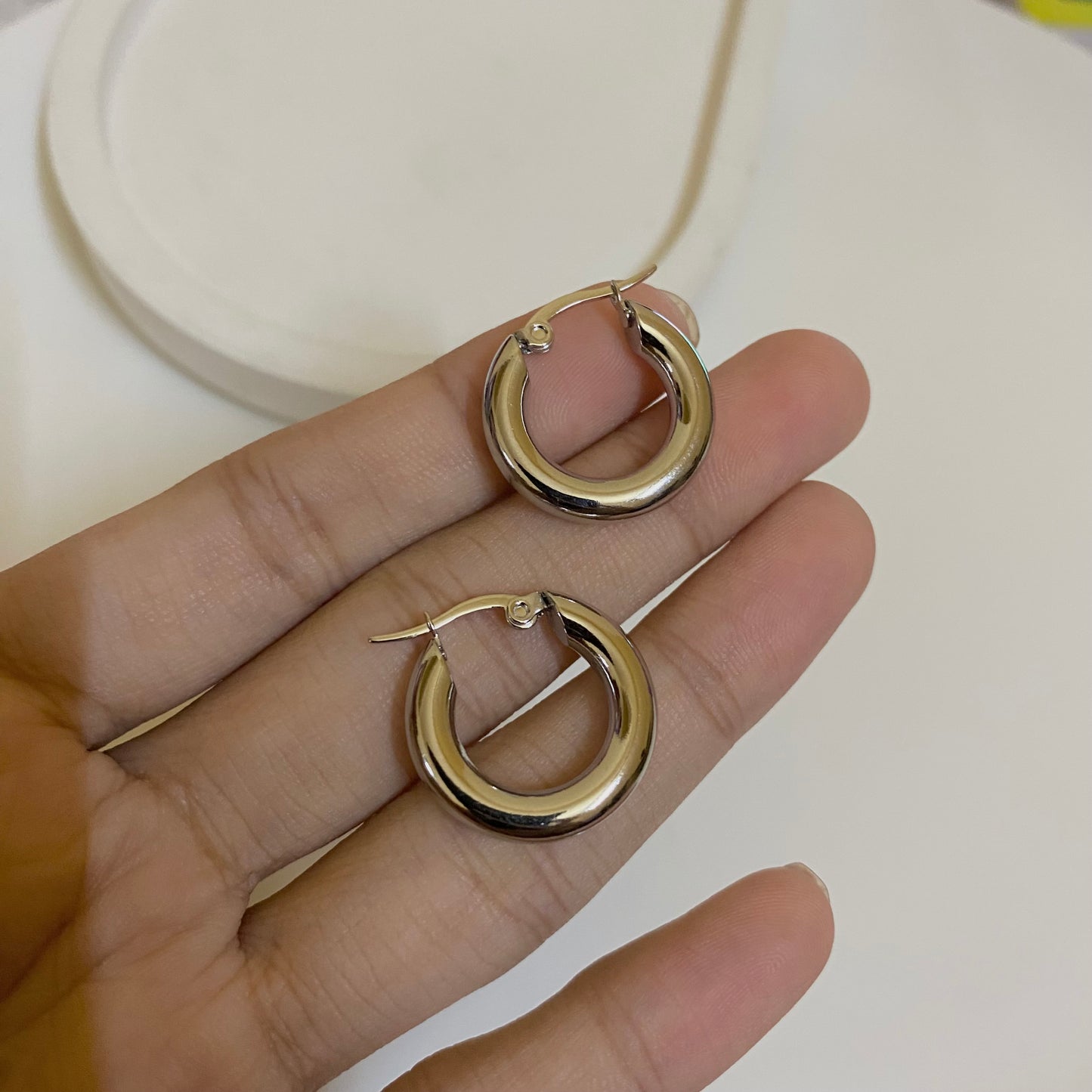 Classic silver hoops