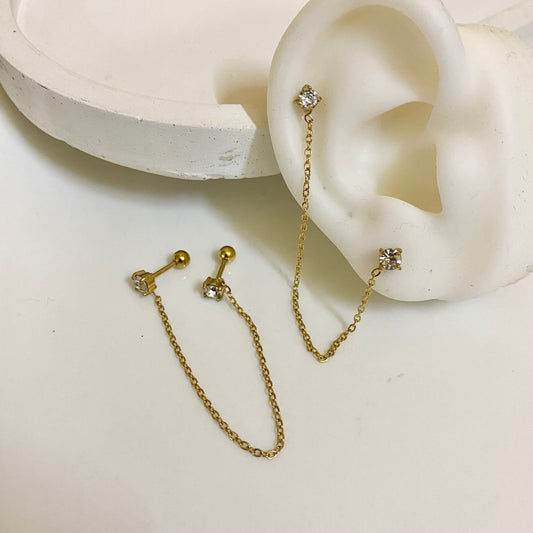 Piercing chain earrings