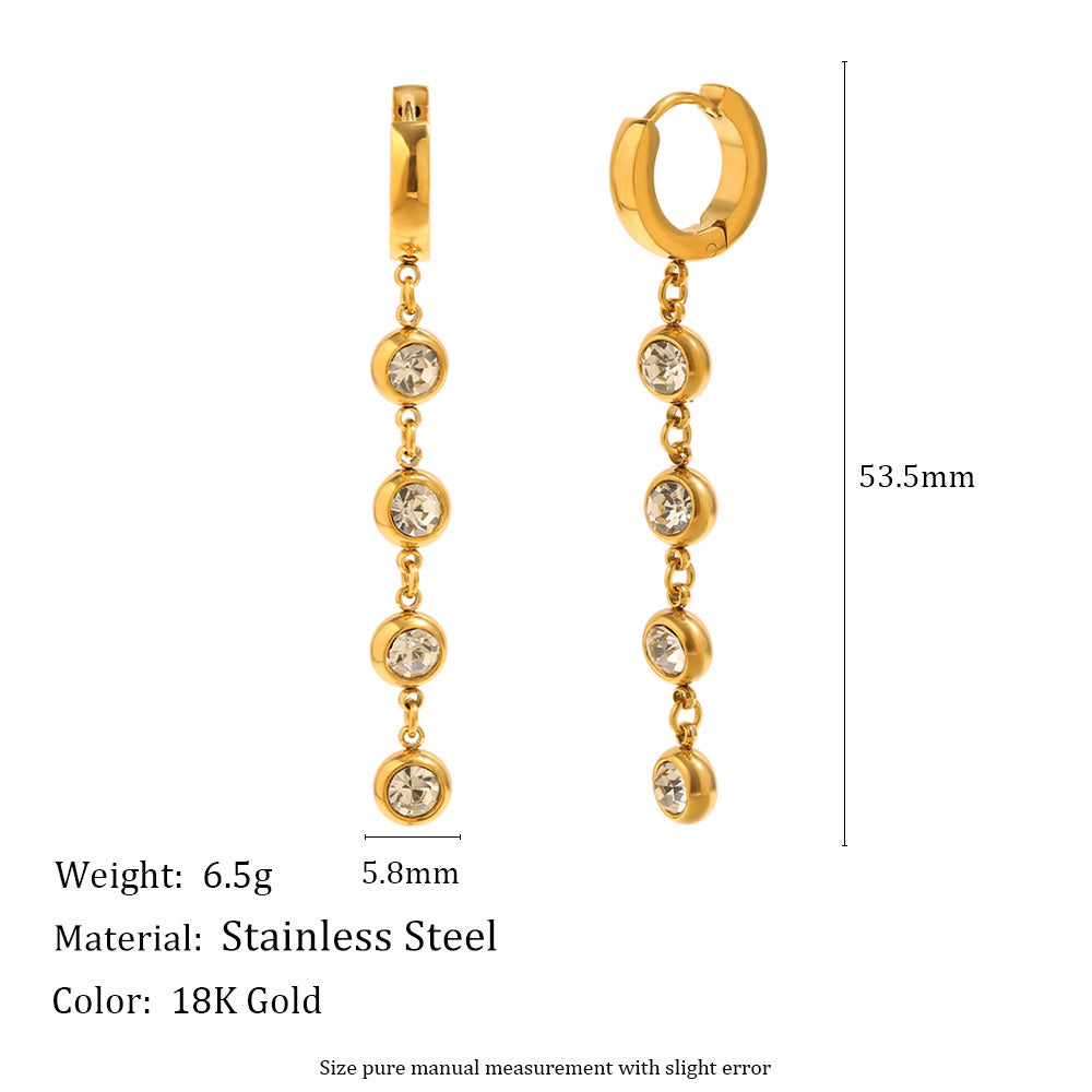 Zircon tassel earrings