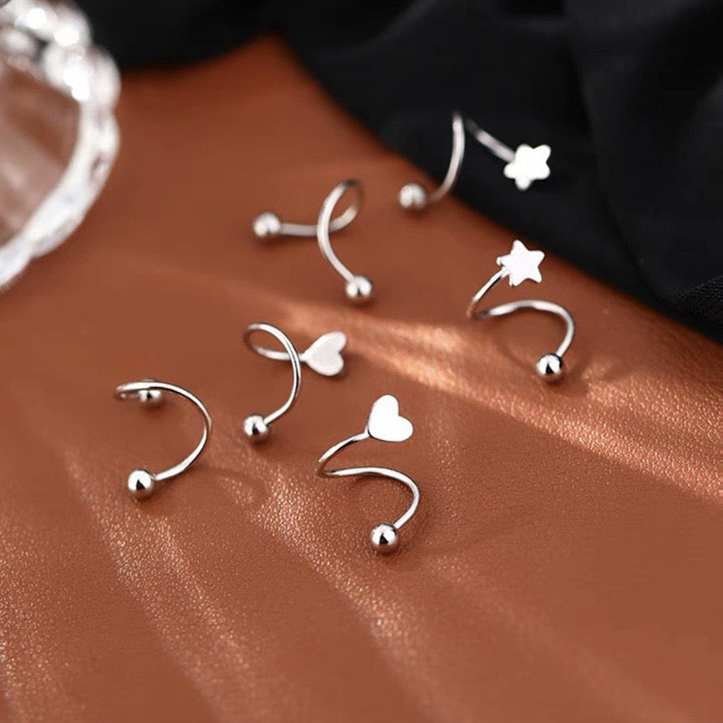 Star Heart shape twist hoops