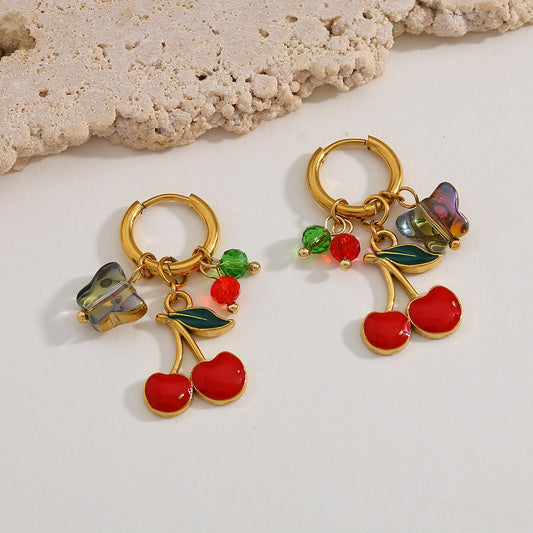 Cherry charm earrings