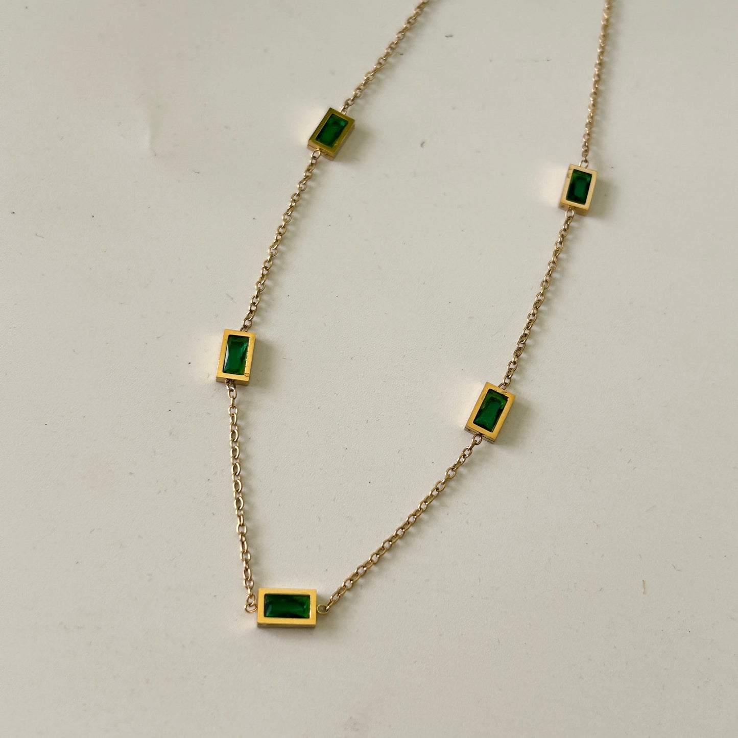 Green rectangle necklace