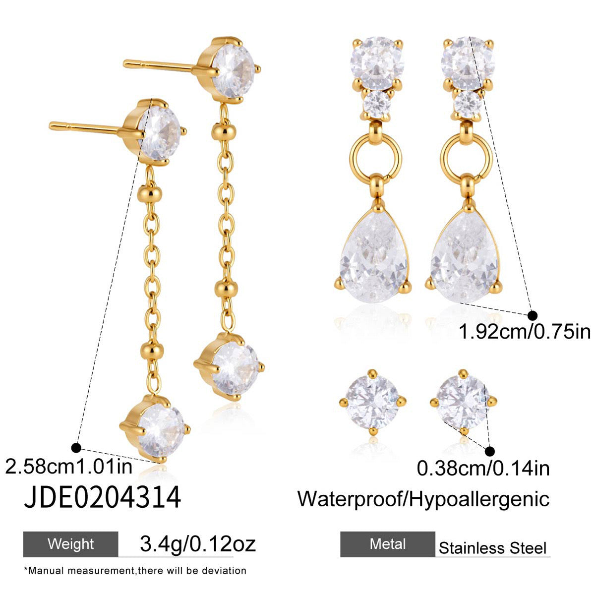 3 pair set earrings