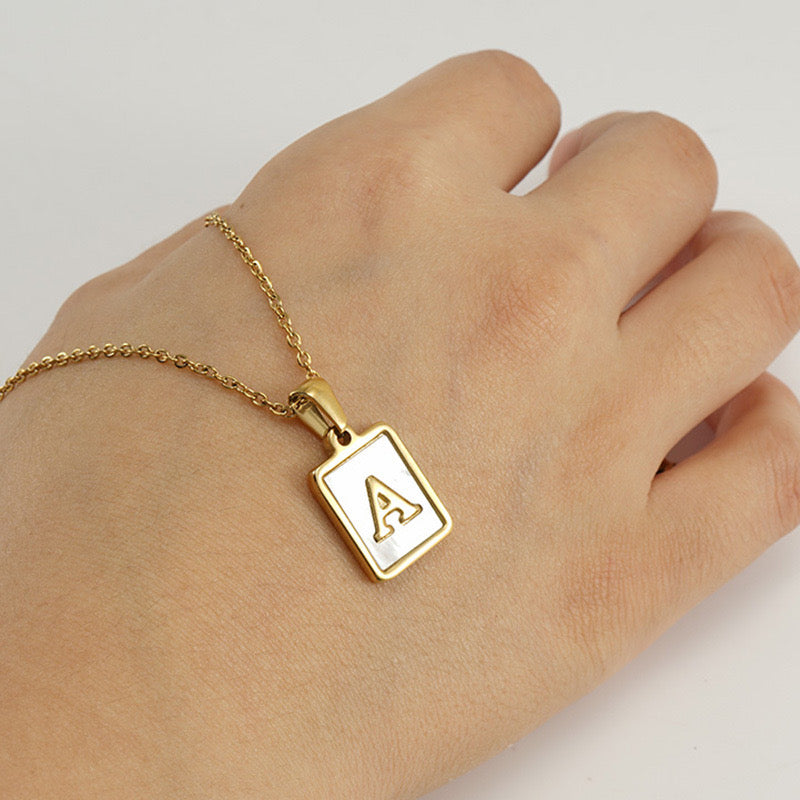 Initial rectangle necklace