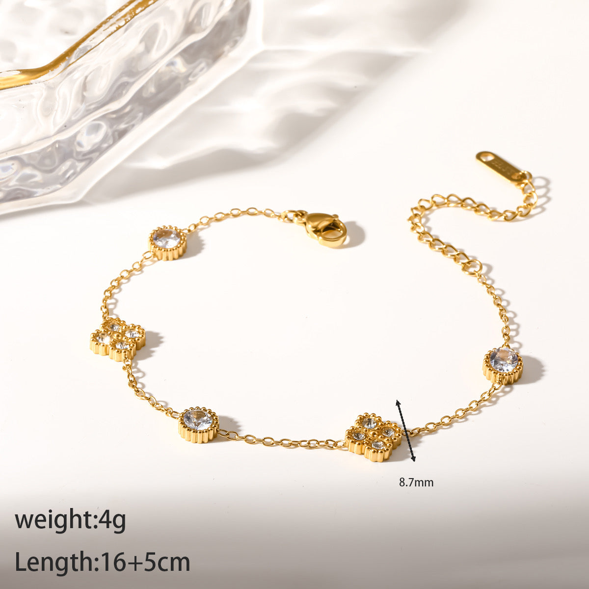Clover stone chain bracelet
