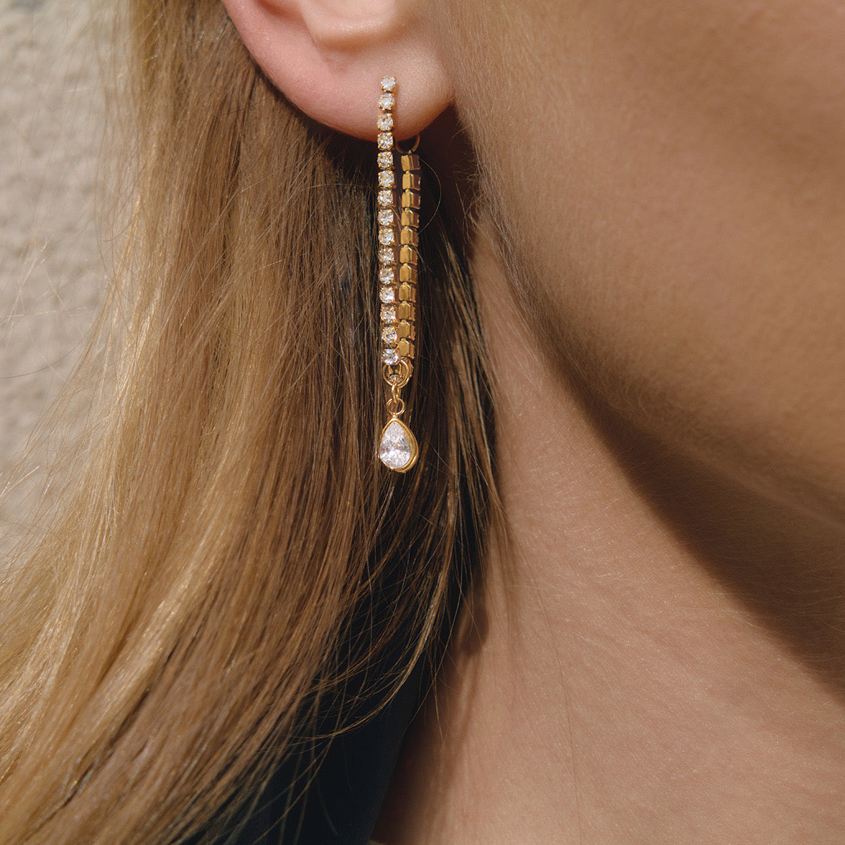 Teardrop tennis earrings