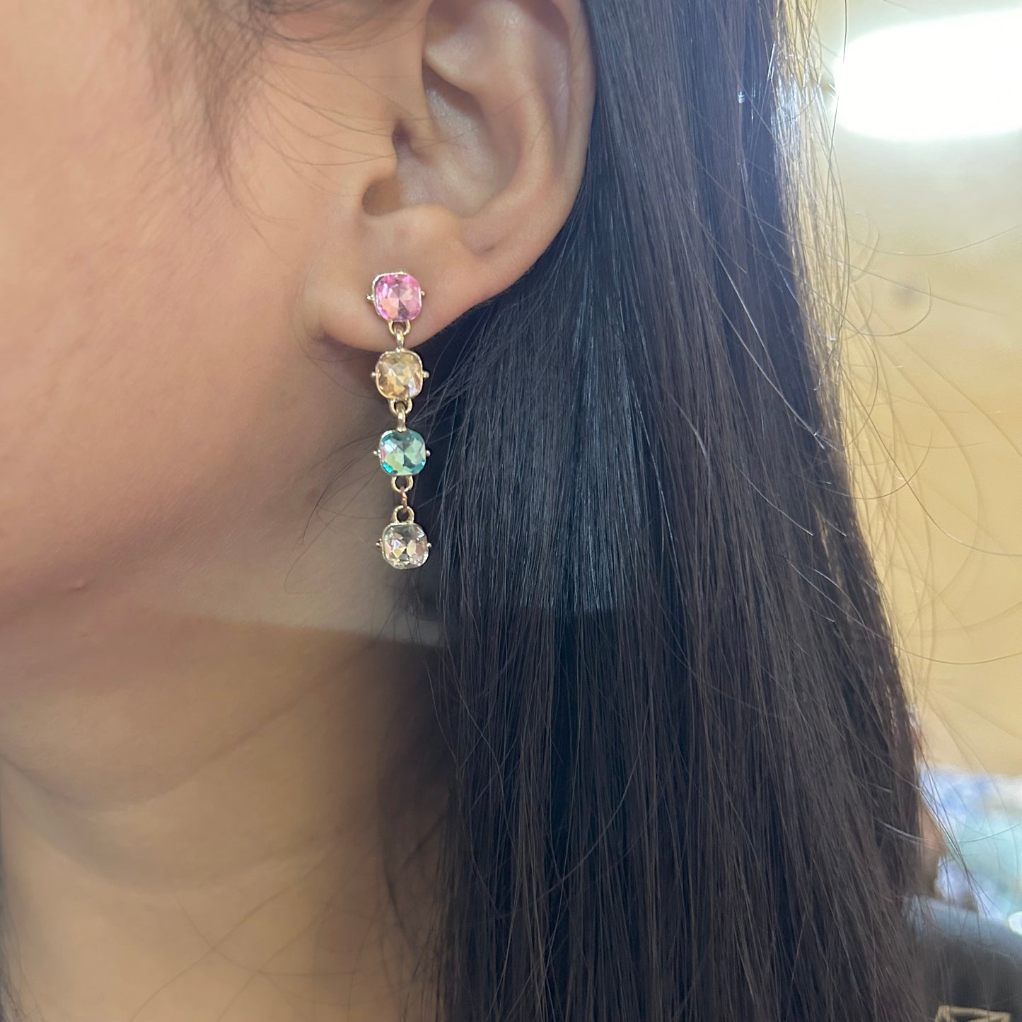 Rhinestone colour drop earrings