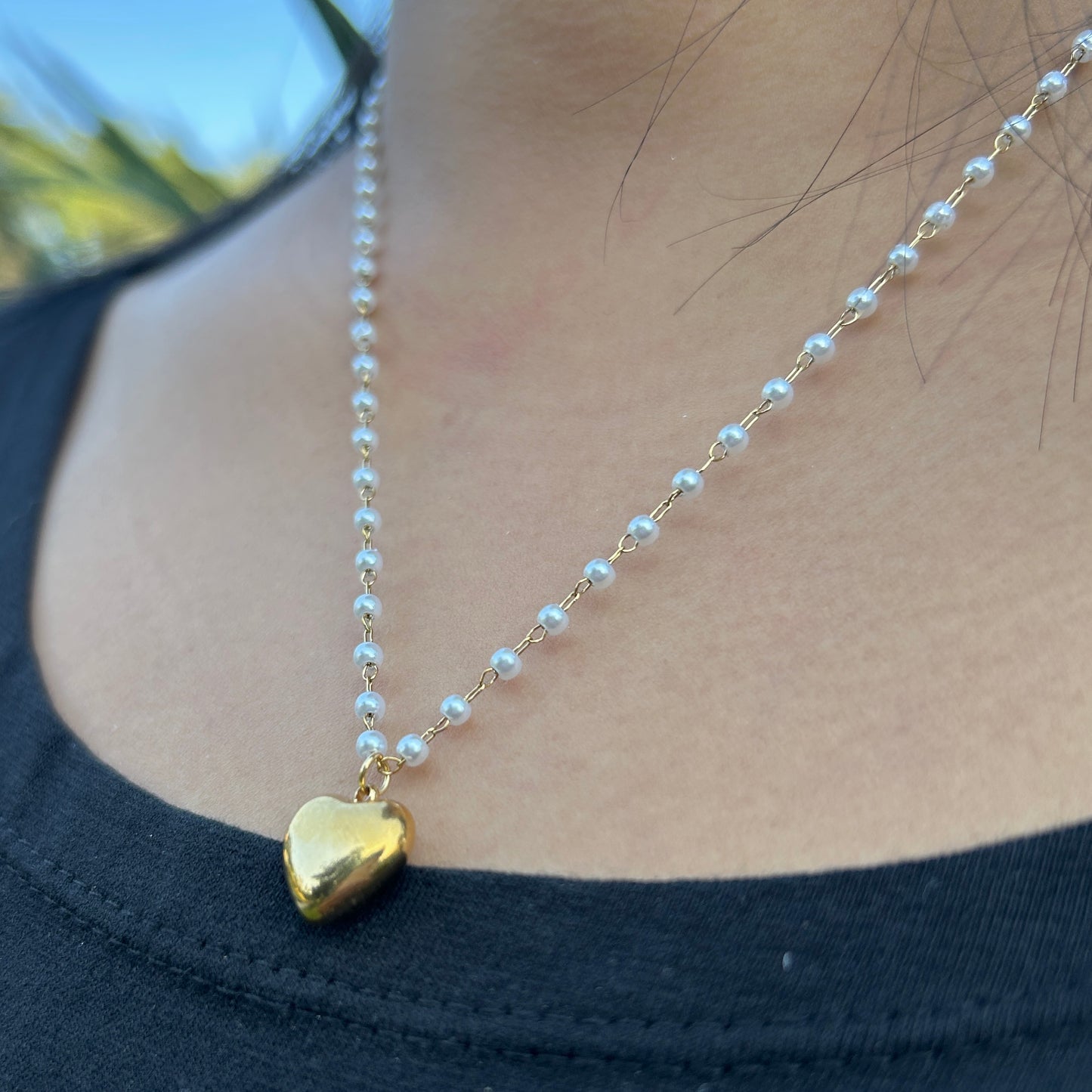 Heart pearl chain