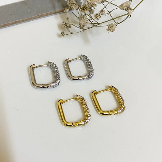 Studded square hoops