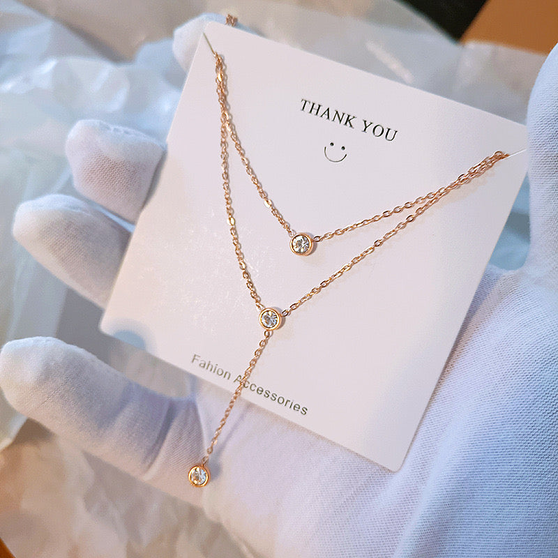 Dual layer stonedrop necklace