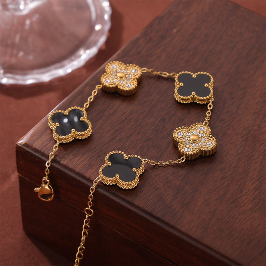 Studded clover bracelet