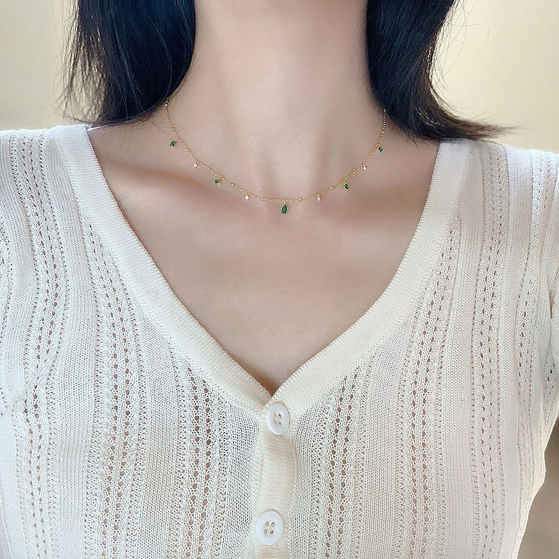 Green droplet necklace