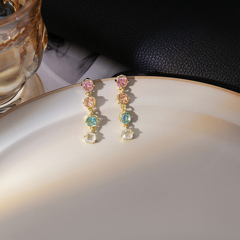 Rhinestone colour drop earrings