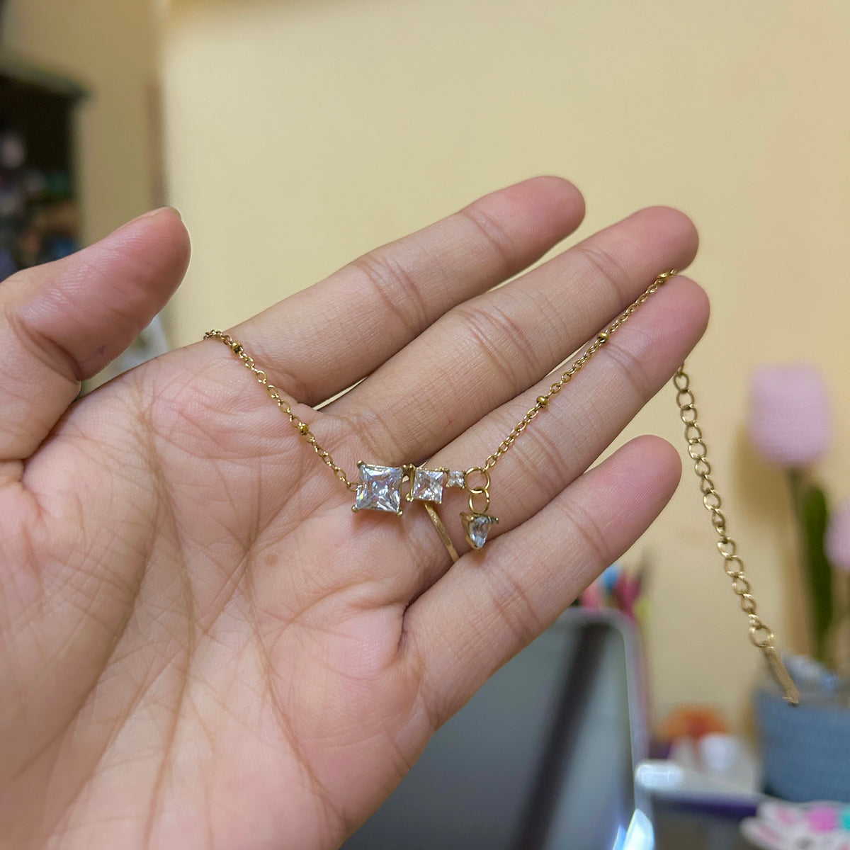Crystal drop anklet