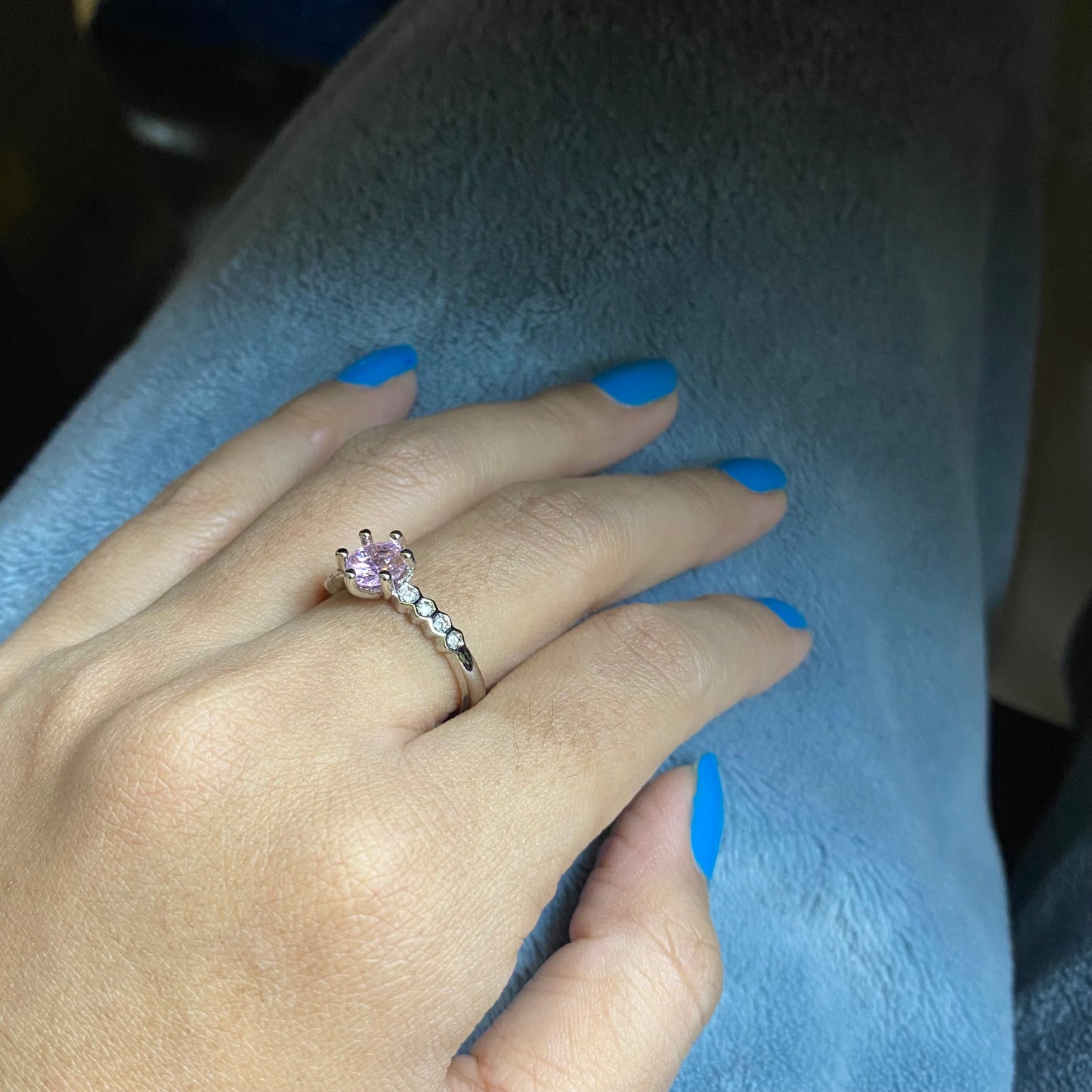 Pink Solitaire Ring